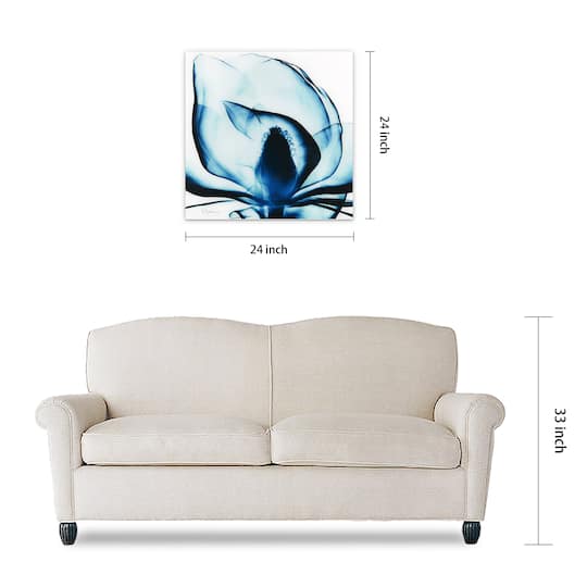 Empire Art Direct 24" x 24" Blue Magnolia X-Ray Frameless Free Floating Printed Tempered Glass Wall Art